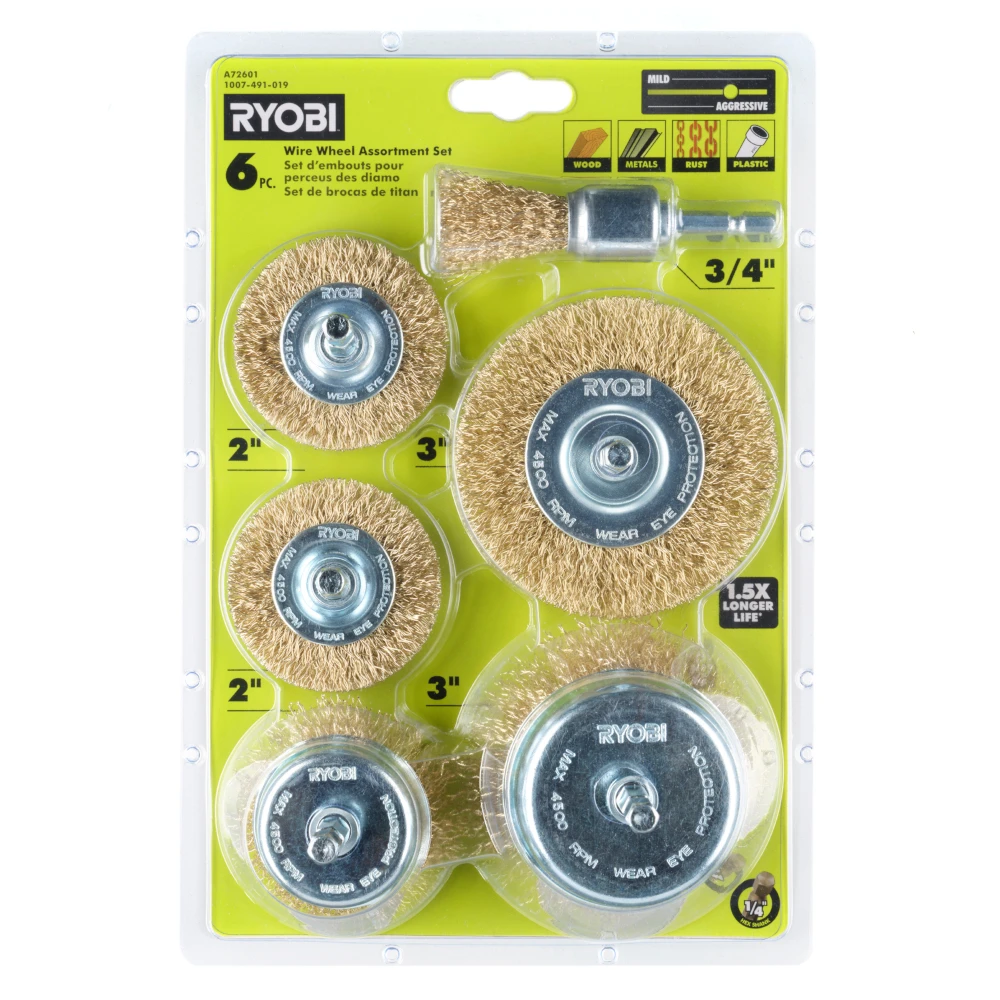 RYOBI 6 PC. Wire Wheel Assortment Set 1 RYOBI 6 PC. Wire Wheel Assortment Set