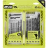 RYOBI 15 PC. Hex Shank Black Oxide Drill Bit Set