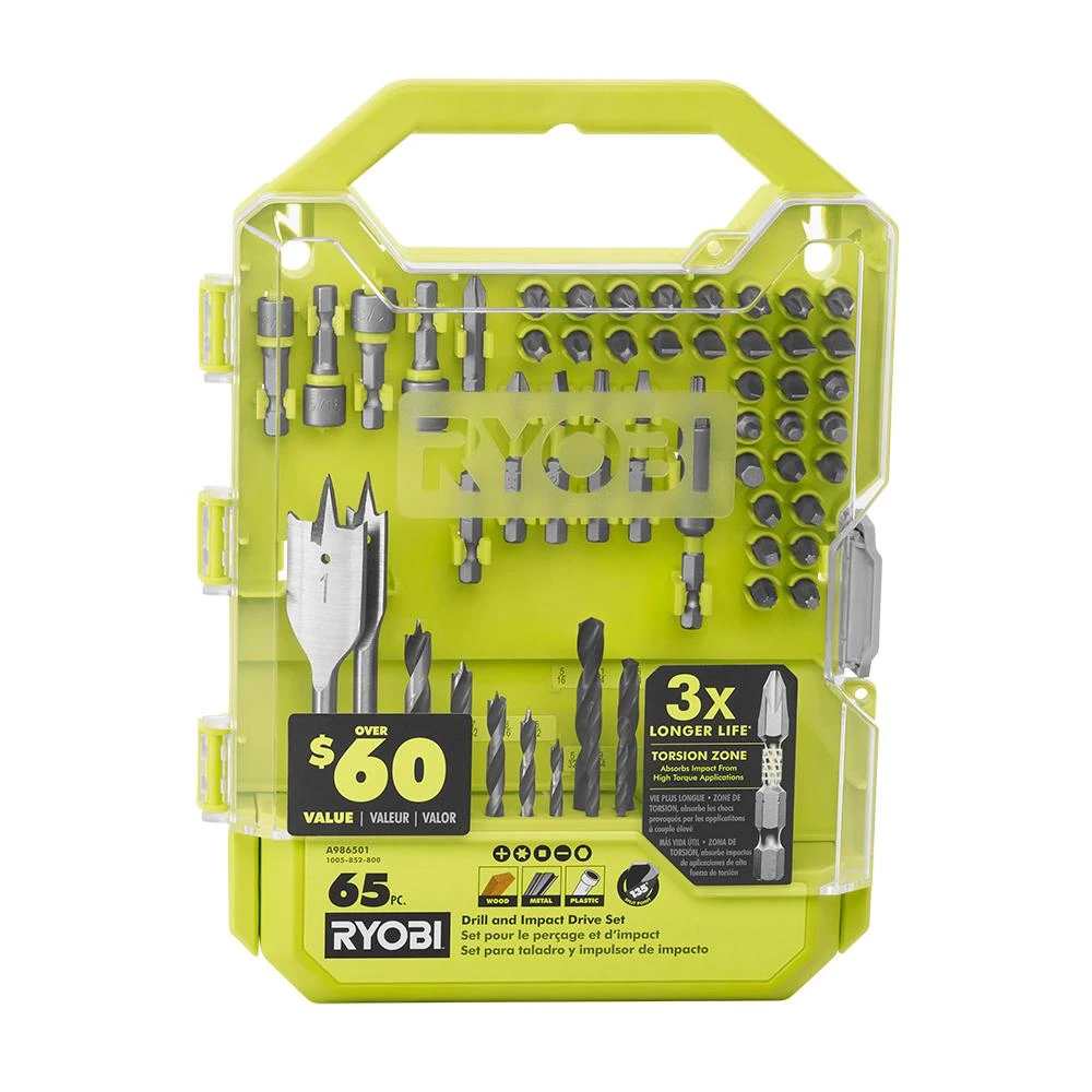 RYOBI 65 PC. Drill And Impact Drive Set 1 RYOBI 65 PC. Drill And Impact Drive Set