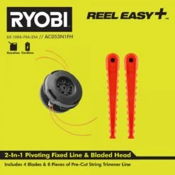 RYOBI REEL EASY+ 2-IN-1 Pivoting Fixed Line And Bladed String Trimmer Head