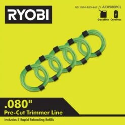RYOBI .080" Pre-Cut Spiral Trimmer Line (5-Pack)