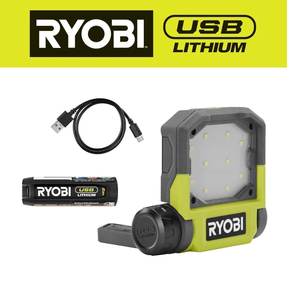 RYOBI USB LITHIUM LED Flip Light Kit 1 RYOBI USB LITHIUM LED Flip Light Kit