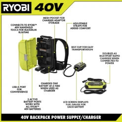 RYOBI 40V Backpack Power Supply / Charger -Tool Series Store OP40BPAVNM 09