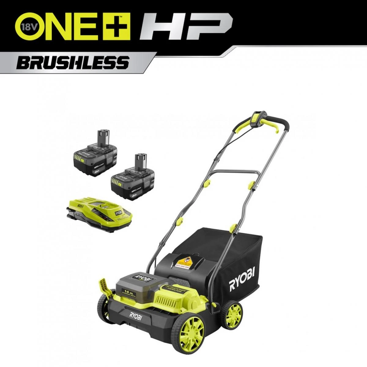 RYOBI 18V ONE+ HP Brushless 14" Dethatcher/Aerator Kit 1 RYOBI 18V ONE+ HP Brushless 14" Dethatcher/Aerator Kit