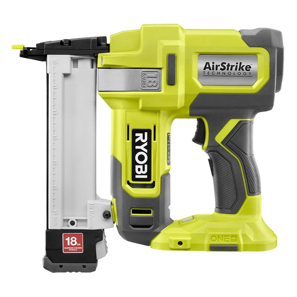RYOBI 18V ONE+ AirStrike 18GA Narrow Crown Stapler 1 RYOBI 18V ONE+ AirStrike 18GA Narrow Crown Stapler