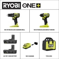 RYOBI 18V ONE+ HP Compact Brushless 2-Tool Combo Kit -Tool Series Store PSBCK91KMX 04