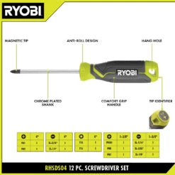 RYOBI 12-Piece Screwdriver Set -Tool Series Store RHSDS04 04