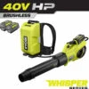RYOBI 40V HP Brushless WHISPER SERIES Blower And Backpack Battery Kit