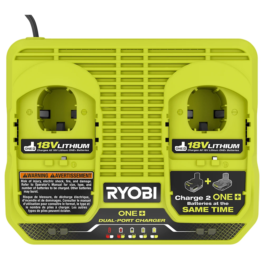 RYOBI 18V ONE+ Dual-Port Simultaneous Charger 2 RYOBI 18V ONE+ Dual-Port Simultaneous Charger - Image 2